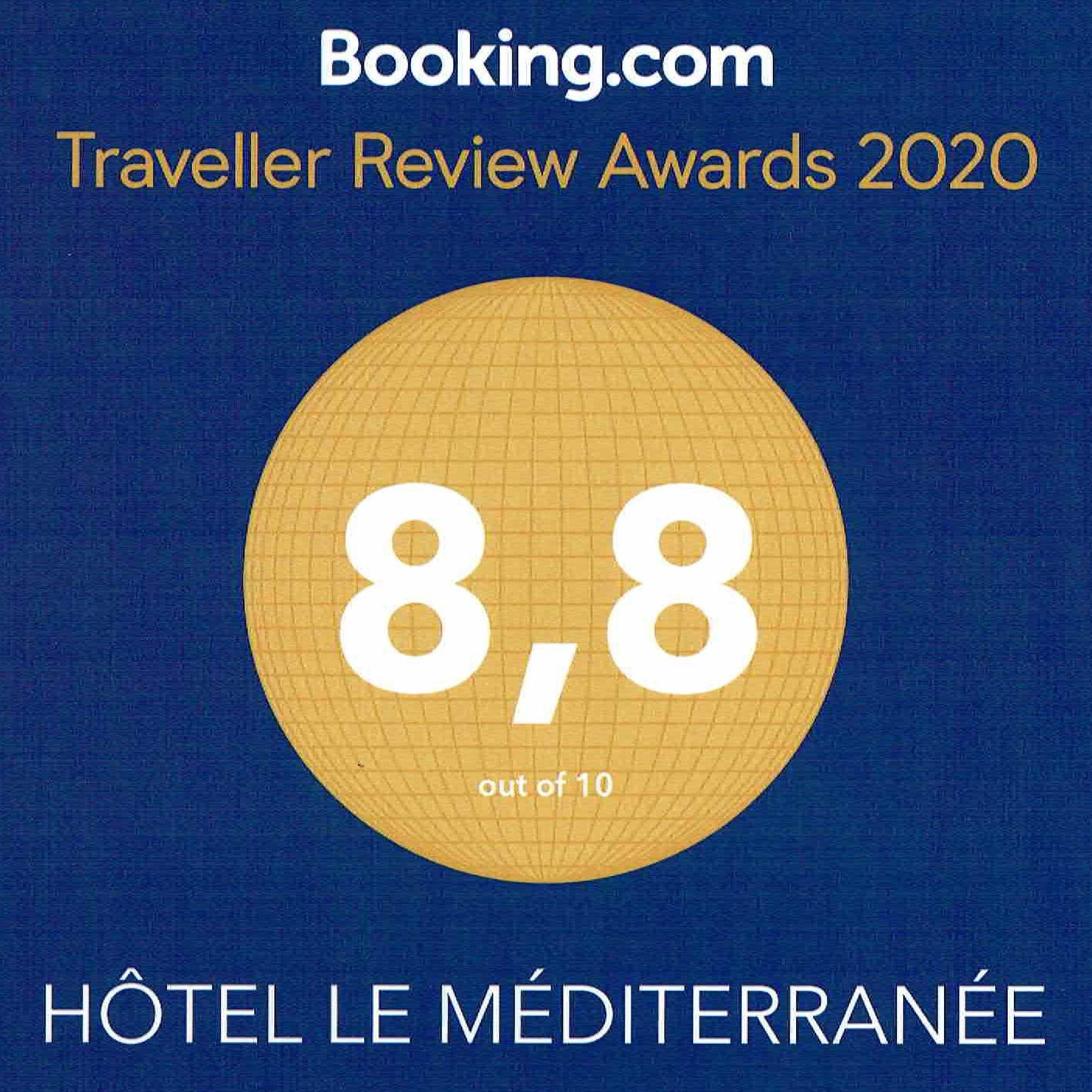 An 8,8 average rating of the hotel rated by vistiors at booking.com